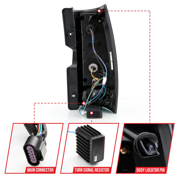 ANZO 2007-2014 Chevy Tahoe / Suburban / Yukon LED Taillight Plank Style Black w/Smoke Lens