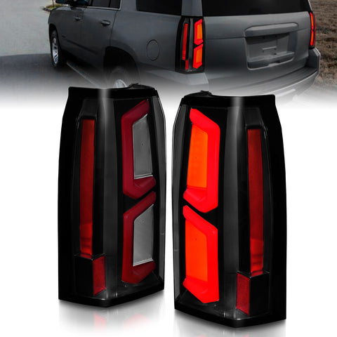 ANZO 2015-2020 Chevrolet Tahoe / Suburban LED Tail Lights w/ Light Bar Black Housing Smoked Lens