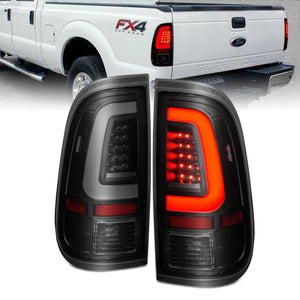 ANZO 2008-2016 Ford F-250 / F-350 / F-450 / F-550 Super Duty LED Tail w/ Lights Bar Black Housing Smoke Lens