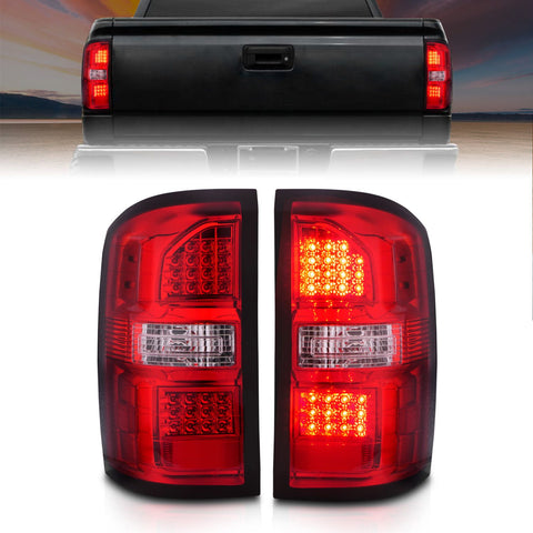 ANZO 2015-2018 GMC Sierra 1500 / 2500 / 3500 HD LED Tail Lights Black Housing Red/Clear Lens