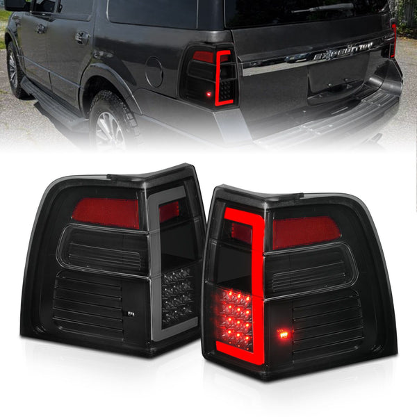 ANZO 2007 - 2017 Ford Expedition LED Taillights w/ Light Bar Black Housing Smoke Lens