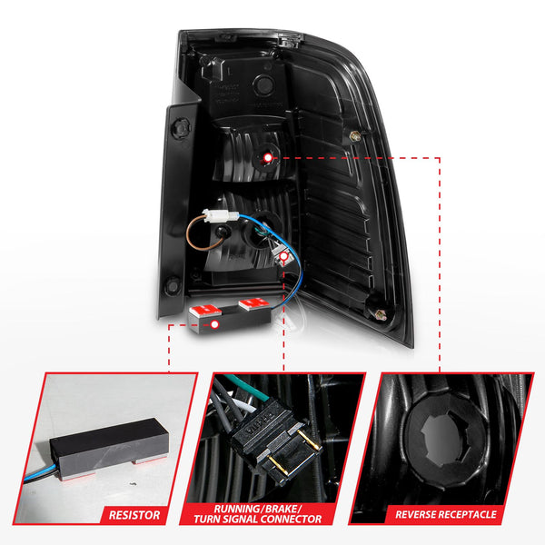 ANZO 2007 - 2017 Ford Expedition LED Taillights w/ Light Bar Black Housing Smoke Lens