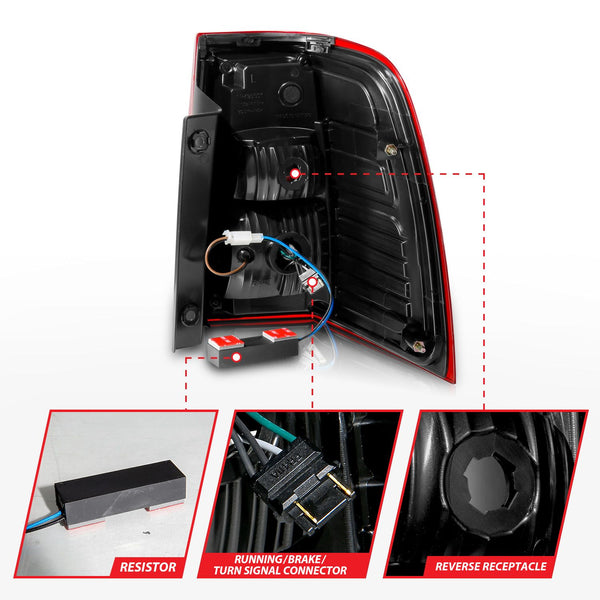 ANZO 2007 - 2017 For Expedition LED Taillights w/ Light Bar Chrome Housing Red/Clear Lens