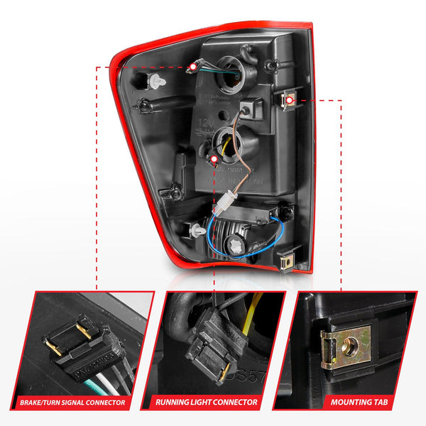 Anzo 2004 - 2015 Nissan Titan Full LED Tailights Chrome Housing Red/Clear Lens