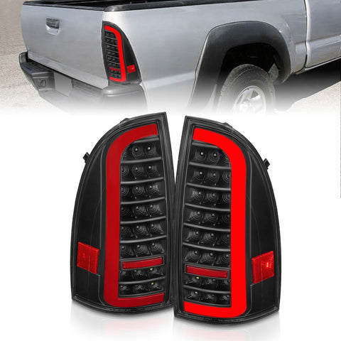 ANZO 2005 - 2015 Toyota Tacoma Full LED Tail Lights w/Light Bar Sequential Black Housing Clear Lens