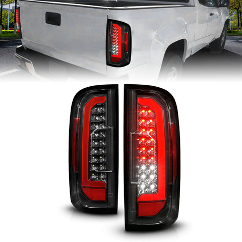 ANZO 2015 - 2022 GMC Canyon Full LED Taillights w/ Red Lightbar Black Housing/Clear Lens