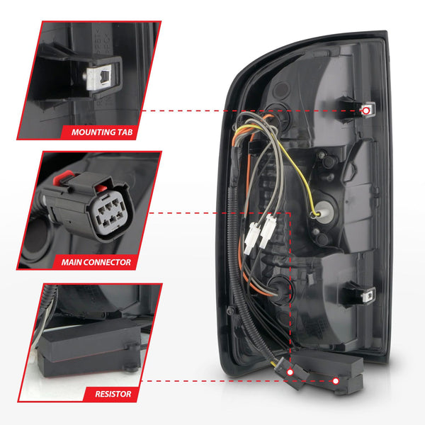 ANZO 2015 - 2022 GMC Canyon Full LED Taillights w/ Red Lightbar Black Housing/Clear Lens