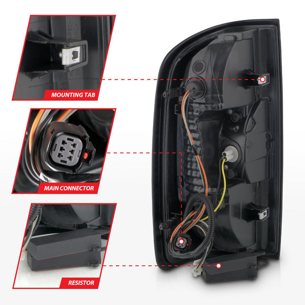 ANZO 2015 - 2022 GMC Canyon Full LED Tail Lights w/ Red Lightbar Black Housing Smoke Lens