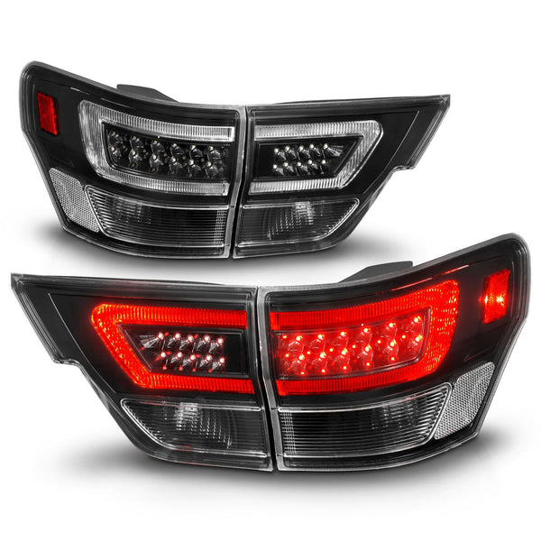 ANZO 2011 - 2013 Jeep Grand Cherokee LED Taillights w/ Lightbar Black Housing/Clear Lens 4pcs