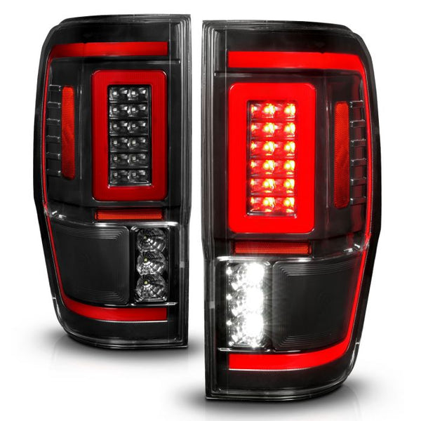ANZO 2019 - 2023 Ford Ranger Full LED Taillights w/ Lightbar Sequential Signal Black Housing/Clear Lens