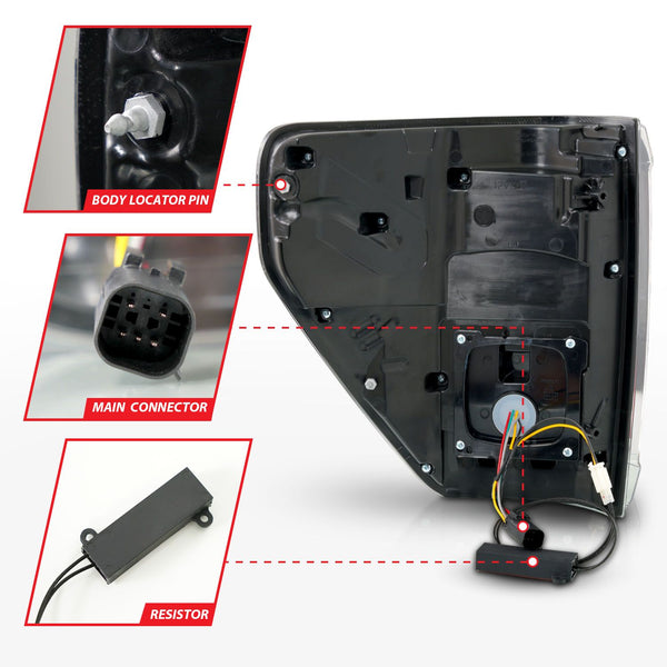 ANZO 2021 + Ford F-150 LED Taillights Seq. Signal w/BLIS Cover - Black Housing
