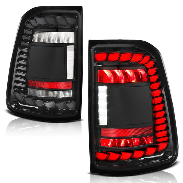 ANZO 2019 - 2024 RAM 1500 (Factory LED Models ONLY) Full LED Tail Lights SeqSig Black - Pair