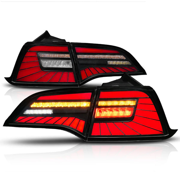 ANZO 2017 - 2023 Tesla Model 3 / 2020 - 2025 Model Y Full LED Tail Lights Initiation/SeqSig Black - Pair