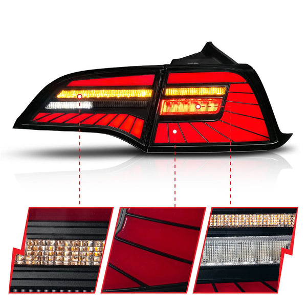 ANZO 2017 - 2023 Tesla Model 3 / 2020 - 2025 Model Y Full LED Tail Lights Initiation/SeqSig Black - Pair
