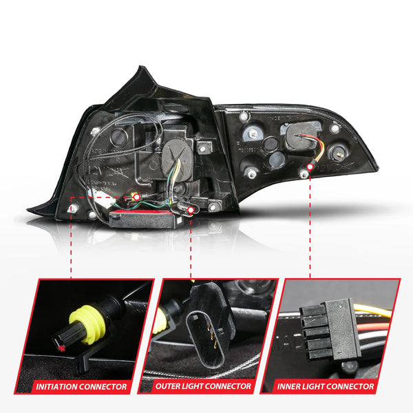 ANZO 2017 - 2023 Tesla Model 3 / 2020 - 2025 Model Y Full LED Tail Lights Initiation/SeqSig Black - Pair