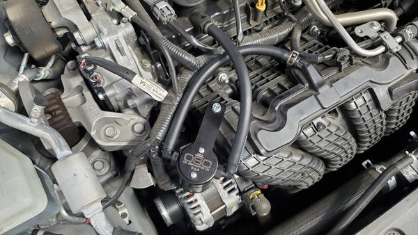 J&L 2019 - 2024 Nissan Altima 2.5L Oil Separator 3.0 Passenger Side - Black / Clear Anodized