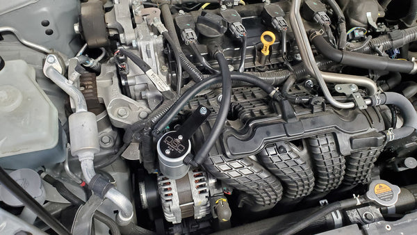 J&L 2019 - 2024 Nissan Altima 2.5L Oil Separator 3.0 Passenger Side - Black / Clear Anodized