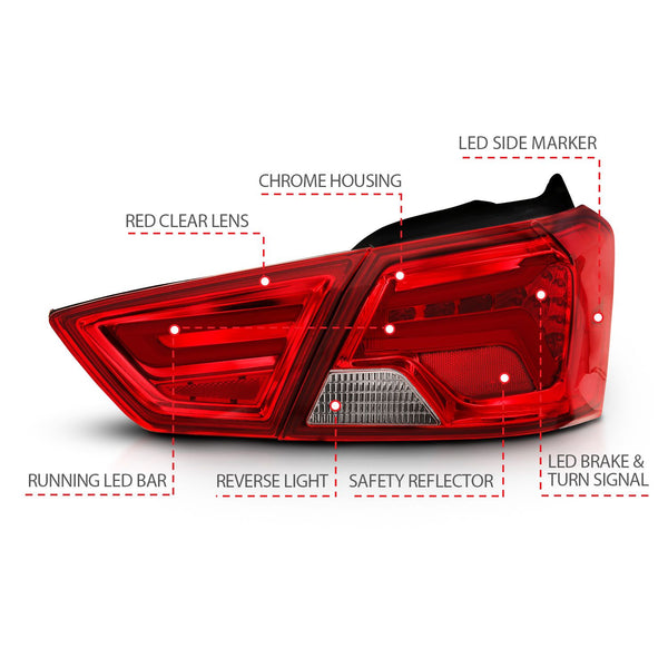 ANZO 2014 - 2018 Chevrolet Impala LED Taillights Red/Clear