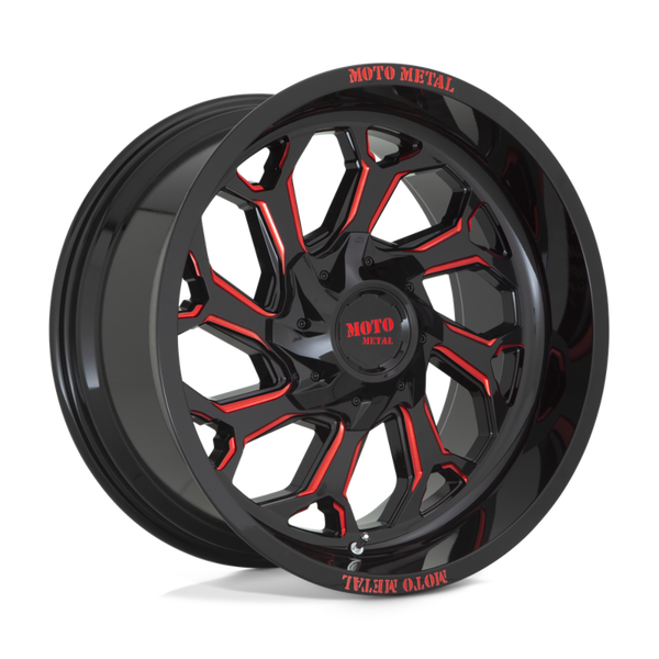 Moto Metal MO999 Gloss Black Milled W/ Red Tint 22x12 -44 6x135|6x139.7mm 106.1mm