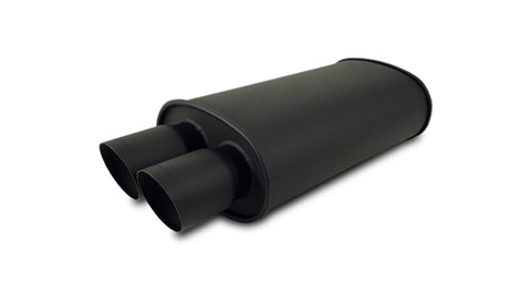 Vibrant StreetPower FLAT BLACK Oval Muffler with Dual 3in Outlet - 3in inlet I.D.