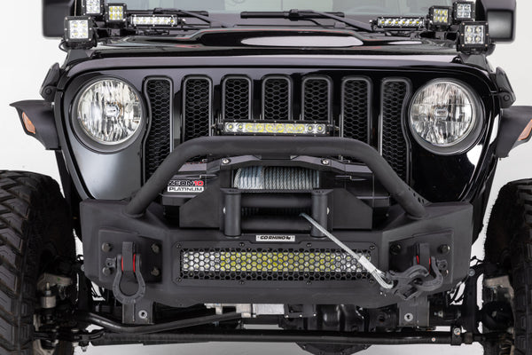 Go Rhino 2007 + Jeep Wrangler JL/JLU/JK/JKU/Gladiator JT Rockline Front Stubby Bumper w/ Overrider