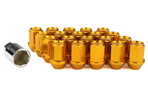 Project Kics 12x1.50 Leggdura Racing Lug Nuts - Yellow Gold w/Laser Logo (20 Pcs)