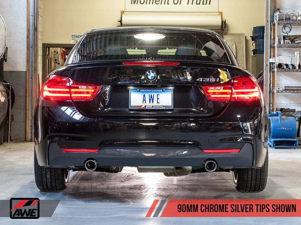 AWE Tuning BMW F3X 335i/435i Touring Edition Axle-Back Exhaust - Chrome Silver Tips (90mm)