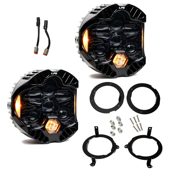 Baja Designs 2018 + Jeep Wrangler JL / 2020 + Gladiator JT DOT LP6 LED Headlight Kit - Amber / White