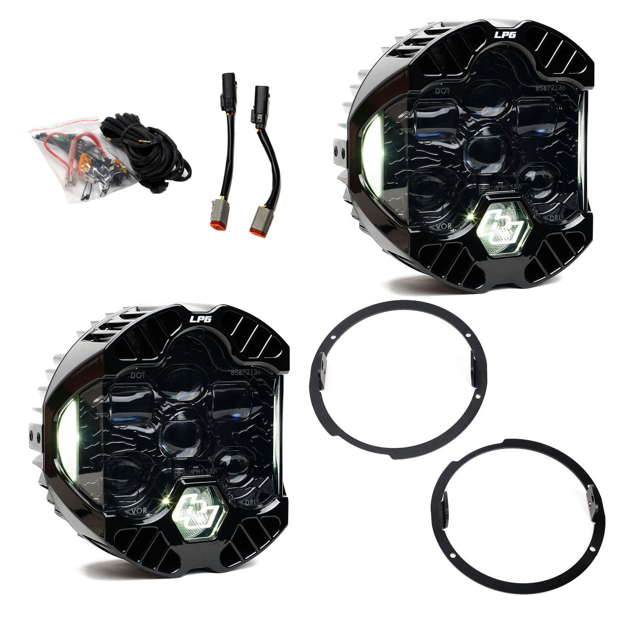 Baja Designs 2007 - 2018 Jeep Wrangler JK DOT LP6 LED Headlight Kit - Clear/White