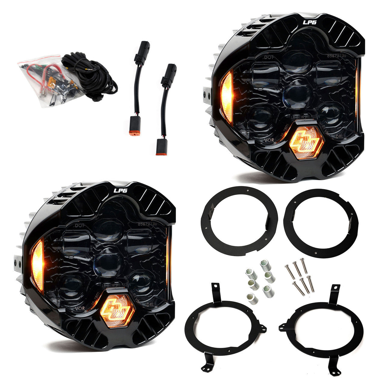 Baja Designs 2018 + Jeep Wrangler JL / 2020 + Gladiator JT (w/Halogen) DOT LP6 LED Headlight Kit - Amber