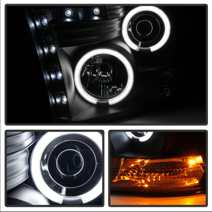 Spyder Dodge Ram 1500 2009 - 2018 / Ram 2500 / 3500 2010 - 2019 Projector Headlights Halogen- CCFL Halo LED - Blk PRO-YD-DR09-CCFL-BK