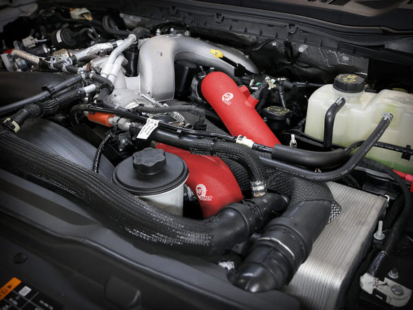 aFe 2023 - 2025 Ford F250/F350 Super Duty V8-6.7L BladeRunner Aluminum Hot & Cold Charge Pipe Kit - Red