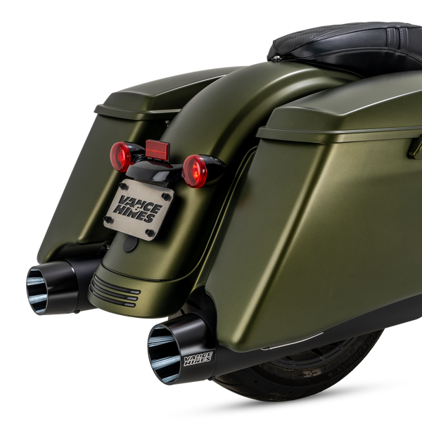 Vance & Hines 2017 - 2023 Harley Touring Models Blackbird 450 Slip-Ons - Black Contrast Finish End Caps