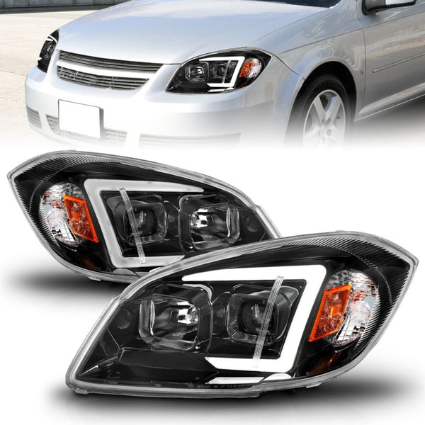 ANZO 2005 - 2010 Chevrolet Cobalt / 2007 - 2010 Pontiac G5 LED Projector Headlights w/ Seq Black Housing