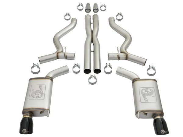 aFe MACHForce XP 3in 304 SS Cat-Back Exhausts w/ Black Tips 2015 - 2017 Ford Mustang GT V8-5.0L/V6-3.7L