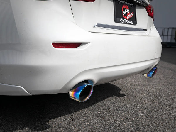 aFe Takeda 2.5in 304 SS Axle-Back Exhaust w/ Blue Flame Tips 2016 - 2024 Infiniti Q50 V6-3.0L (tt)