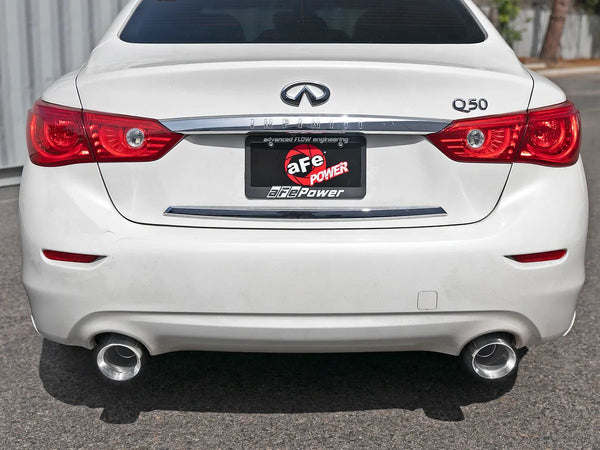 aFe Takeda 2.5in 304 SS Axle-Back Exhaust w/ Polished Tips 2016 - 2024  Infiniti Q50 V6-3.0L (tt)