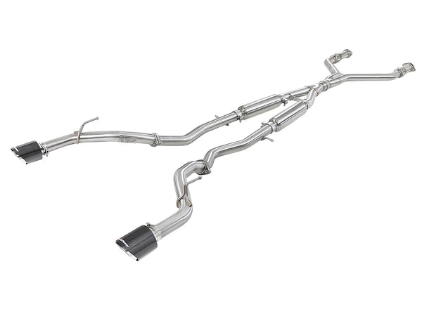 aFe POWER Takeda 2.5in 304 SS CB Exhaust w/ Carbon Fiber Tips 2017 - 2022 Infiniti Q60 V6-3.0L (tt)