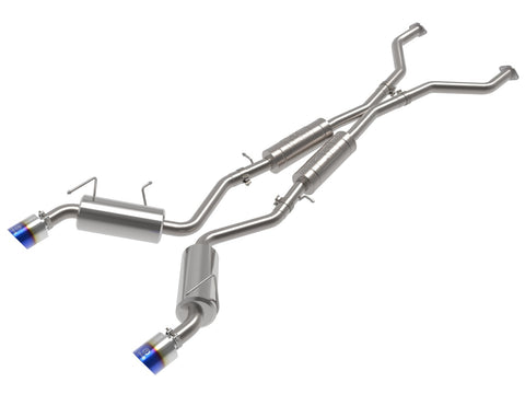 aFe Takeda 2009 - 2020 Nissan 370z 2-1/2 IN 304 Stainless Steel Cat-Back Exhaust System w/ Blue Flame Tip
