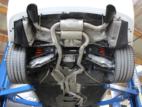 aFe MACHForce XP SS-304 Black Tip 3.0in-2.5in Dia Cat Back Exhaust 2011 - 2013 BMW 335i (E90/E92) 3.0L