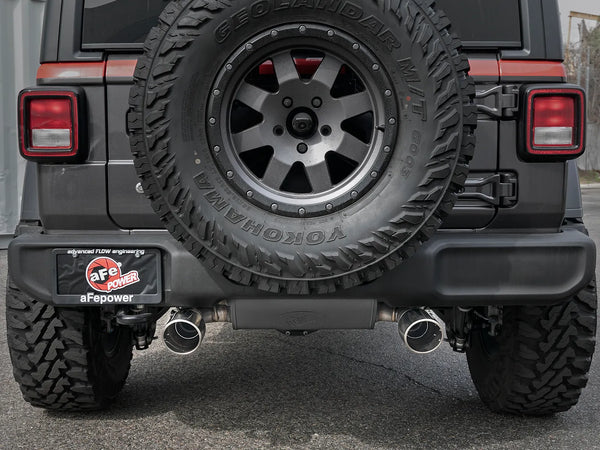 aFe Rebel Series 2.5in 304 SS Cat-Back Exhaust w/ Polished Tips 2018+ Jeep Wrangler (JL) V6 3.6L 4 Door