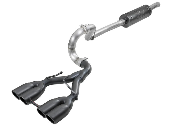 aFe Rebel Series 2.5in. 304 SS C/B Exhaust System 2018 + Jeep Wrangler (JL) V6-3.6L 4 Door - Black Tip