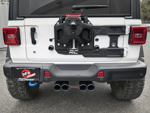 aFe Rebel Series 2.5in. 304 SS C/B Exhaust System 2018 + Jeep Wrangler (JL) V6-3.6L 4 Door - Black Tip