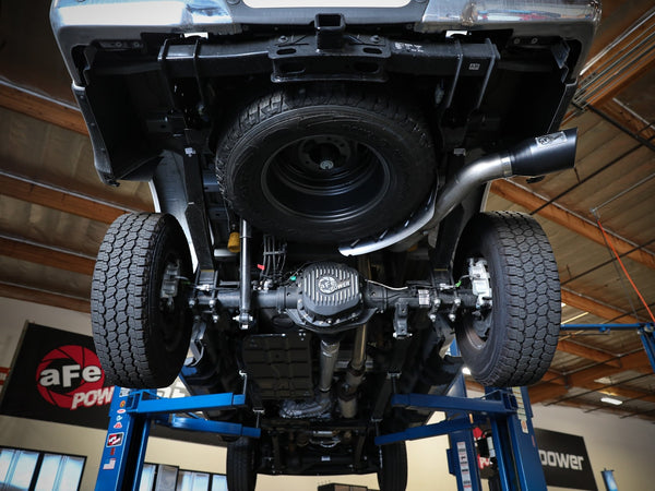 aFe Apollo GT Series 3-1/2in 409 SS Axle-Back Exhaust 2020 - 2022 Ford F-250/F-350 Black Tips w/o Muffler