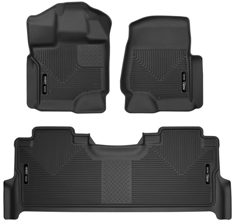 Husky Liners 2021 + Ford F-150 CC SC X-Act Contour Front & Second Row Seat Floor Liners - Black