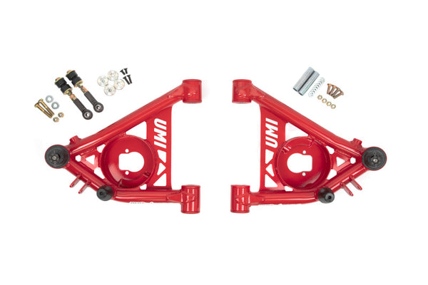 UMI Performance 82-92 F-Body 78-88 G-Body S10 Tubular Front Lower A-Arms Poly ( Black / Red )