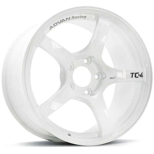 Advan TC4 18x9 +35 5x114.3 Racing White Metallic and Ring Wheel