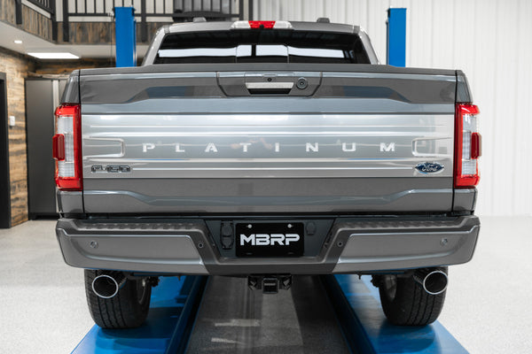 MBRP 2021+ F-150 2.7L/ 3.5L Ecoboost, 5.0L 3in Cat Back 2.5in Dual Split Rear T409 Stainless Steel