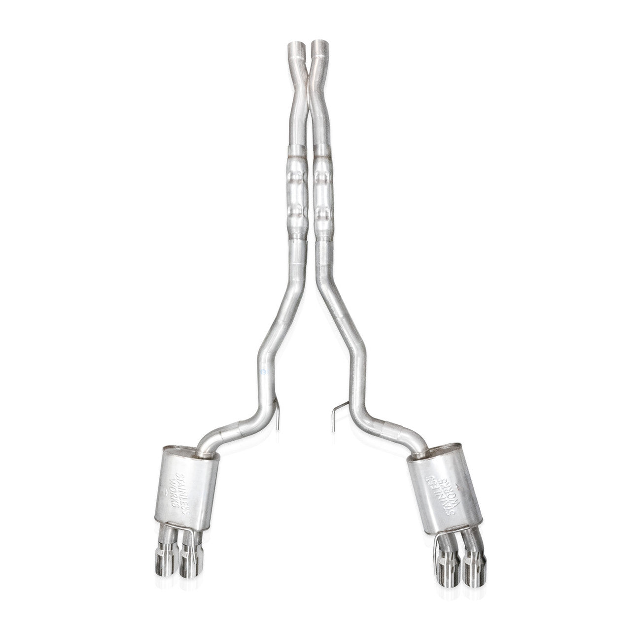 Stainless Works 2024 + Mustang GT Catback Quad Tips Legend Sound X-Pipe Factory Connect Exhaust