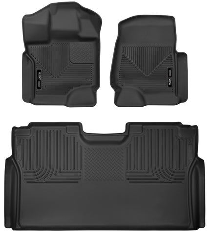 Husky Liners 2015 - 2023 Ford F-150 SuperCrew Cab X-Act Contour Front & 2nd Row Seat Floor Liners - Black